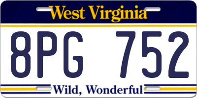 WV license plate 8PG752