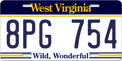 WV license plate 8PG754