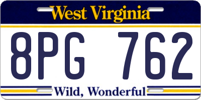 WV license plate 8PG762