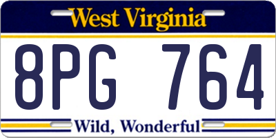 WV license plate 8PG764