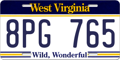 WV license plate 8PG765