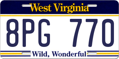 WV license plate 8PG770