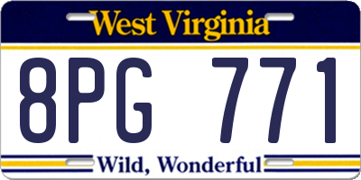 WV license plate 8PG771