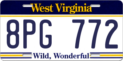 WV license plate 8PG772