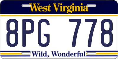 WV license plate 8PG778