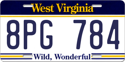WV license plate 8PG784