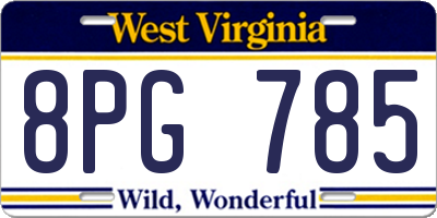 WV license plate 8PG785