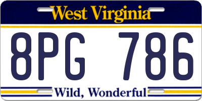 WV license plate 8PG786