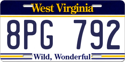 WV license plate 8PG792