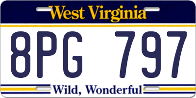 WV license plate 8PG797