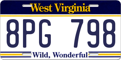 WV license plate 8PG798