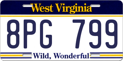 WV license plate 8PG799