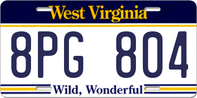 WV license plate 8PG804