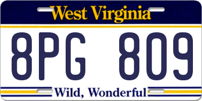 WV license plate 8PG809