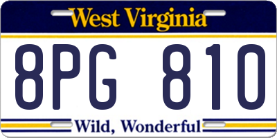 WV license plate 8PG810