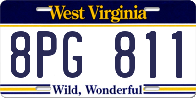WV license plate 8PG811