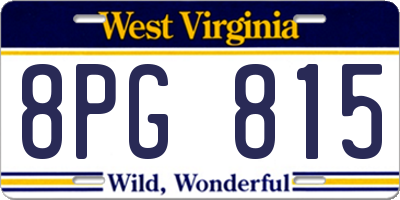 WV license plate 8PG815