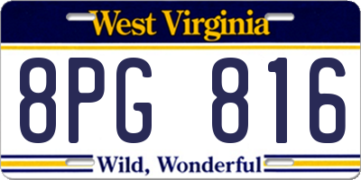 WV license plate 8PG816