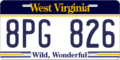 WV license plate 8PG826