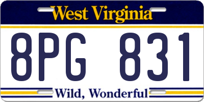 WV license plate 8PG831