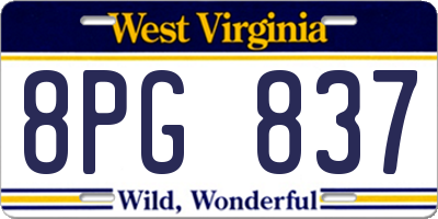 WV license plate 8PG837