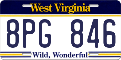 WV license plate 8PG846