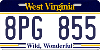 WV license plate 8PG855