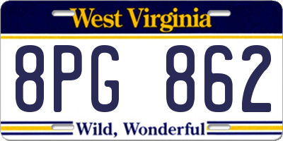 WV license plate 8PG862