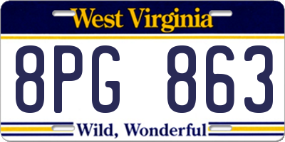 WV license plate 8PG863