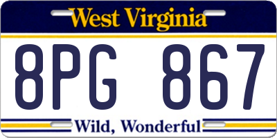 WV license plate 8PG867