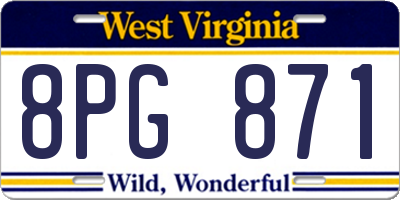 WV license plate 8PG871