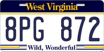 WV license plate 8PG872