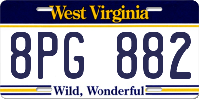 WV license plate 8PG882