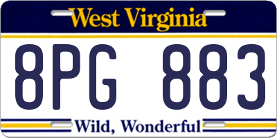 WV license plate 8PG883