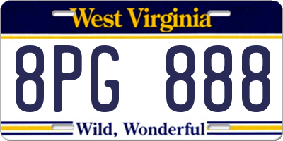 WV license plate 8PG888