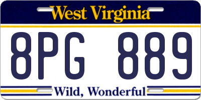 WV license plate 8PG889