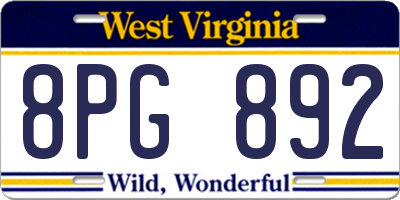 WV license plate 8PG892