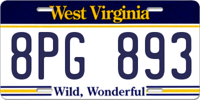 WV license plate 8PG893