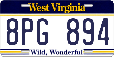 WV license plate 8PG894