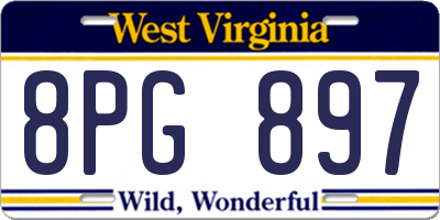 WV license plate 8PG897
