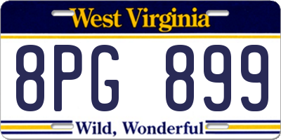 WV license plate 8PG899