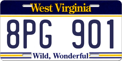 WV license plate 8PG901