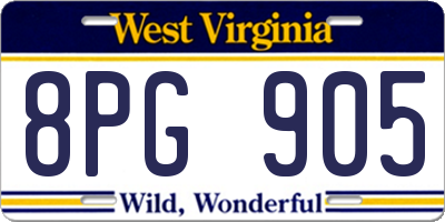 WV license plate 8PG905