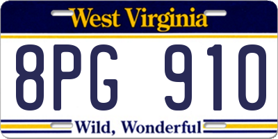WV license plate 8PG910