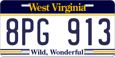 WV license plate 8PG913