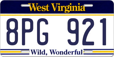 WV license plate 8PG921
