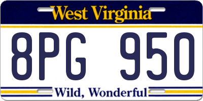 WV license plate 8PG950