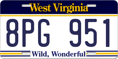 WV license plate 8PG951