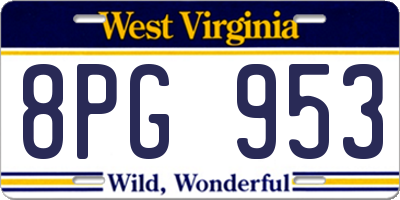 WV license plate 8PG953