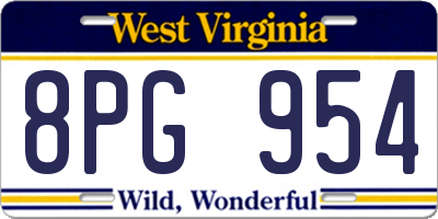 WV license plate 8PG954